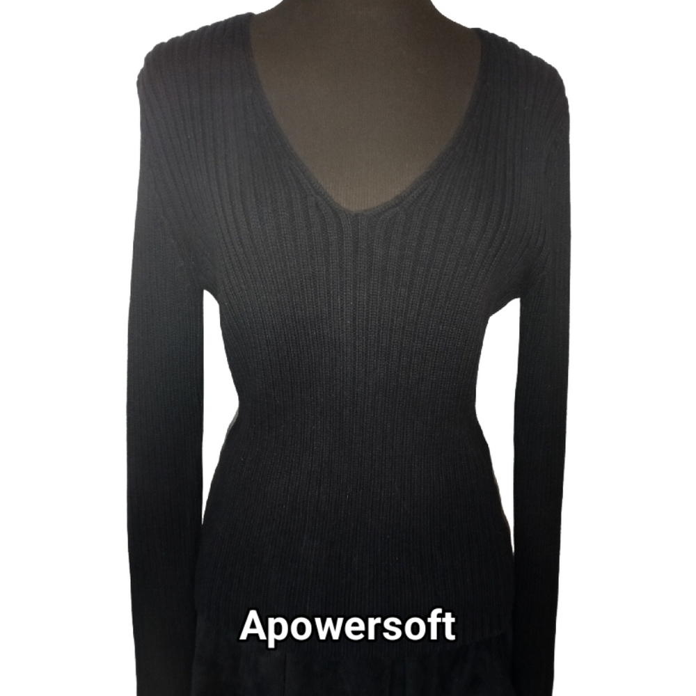 Old Navy Black Ribbed V-Neck Sweater